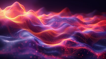 Poster - A vibrant abstract background with flowing, retro-inspired waveforms in shades of red, orange, purple, and blue.