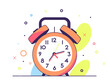 © Lion - An old-fashioned alarm clock with a colorful background, in a cheerful and vibrant style. Flat vector illustration.
