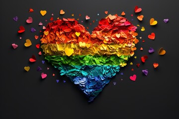 Sticker - Paper Craft Rainbow Heart with Glitter, Colorful and Artistic, Symbol of Love and Unity