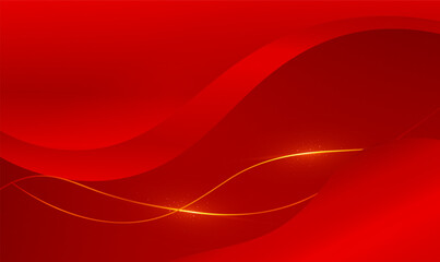 Wall Mural - Abstract red luxury background dynamic gradient layers with golden lines. Luxury style. Realistic luxury paper cut style 3d modern concept for banner, poster, flyer, brochure, website. Premium Vector.