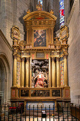 Canvas Print - view of the Chapel of Saint Jerome with the Altar Piece in the Astorga Cathedral