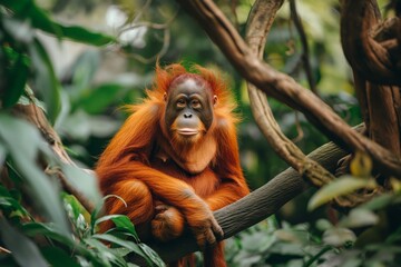 Sticker - a young orangutan in the jungle