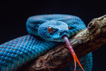 Canvas Print - a blue snake on a branch