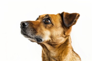 Poster - a dog looking up on white background