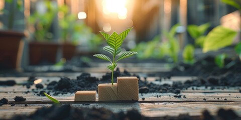 Aufkleber - Concept of investment income and growth with tree, Finance Up, global economic trend analysis, Business growth. Business concept. Generative AI.
