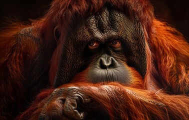 Wall Mural - a male orangutan