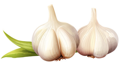 Canvas Print - a group of garlic bulbs and a leaf