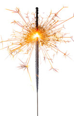 Wall Mural - An isolated sparkler on a white background, perfect for celebrations and festive occasions.