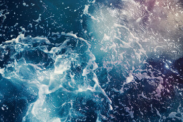 Wall Mural - background - top view of foam on the surface of the water with addition of purple light