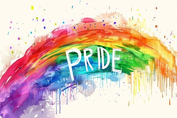 Wall Mural - rainbow pride illustration with dripping paint effect and vibrant colors on white background, symbol