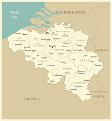  Belgium - detailed map with administrative divisions and capitals of countries. Vector illustration