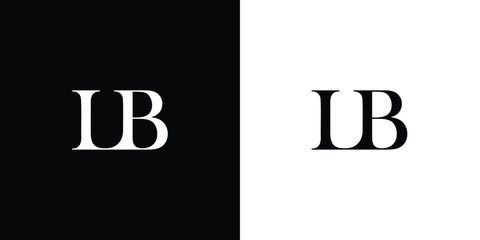 Abstract serif letter LB logo in black and white color for beauty and wedding design logo vector inspiration