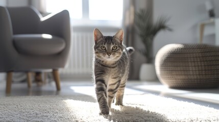 Canvas Print - The cat in the living room