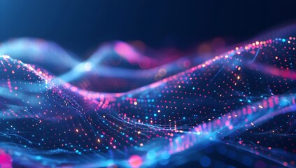  - Abstract background with glowing blue lines and dots forming a network of connections on a dark backdrop, symbolizing global connectivity in the digital world
