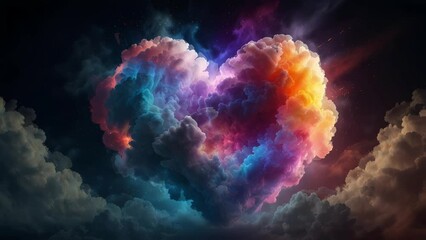 Wall Mural - spectacular glowing colorful clouds with heart shape
