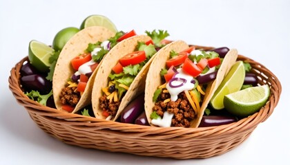 Sticker - Tacos food isolated on white Background Generative Ai 