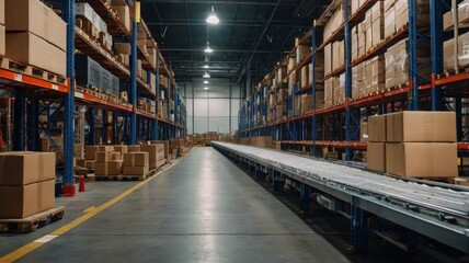 Distribution warehouse with boxes Generative Ai