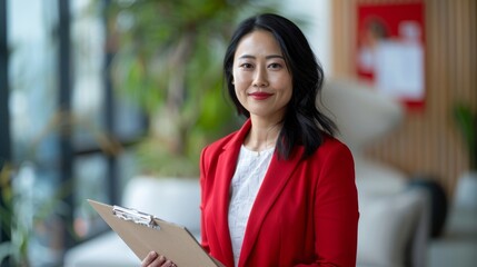 Poster - The confident businesswoman in red