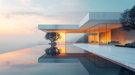 Wall Mural - modern house of side view 