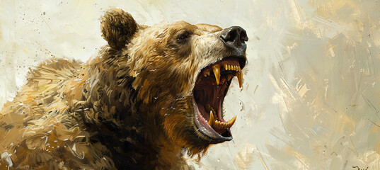 roaring brown bear with an open mouth