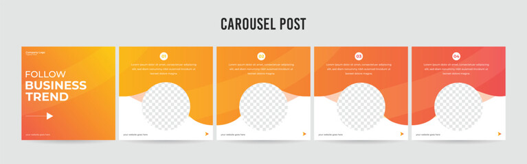 Wall Mural - editable instagram carousel post layout set, social media marketing microblog template design, tips 