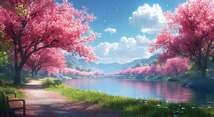 Wall Mural - spring in the park with sky