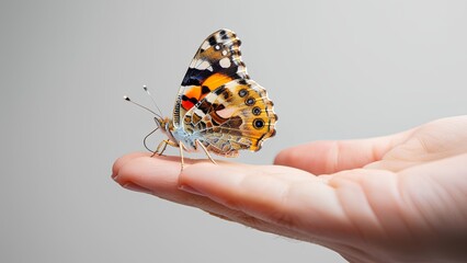 Wall Mural - butterfly on hand