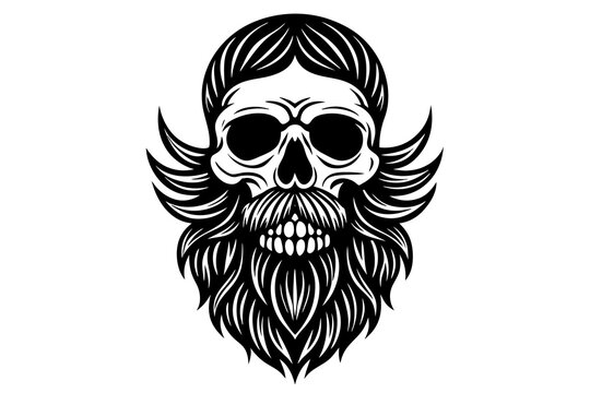  great beard in a skull silhouette vector illustration