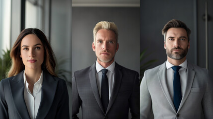 Wall Mural - Three men and a woman are standing in front of a window