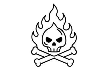 skull and bones line art silhouette vector illustration