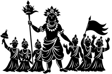 Wall Mural - Krishna Janmashtami silhouette vector illustration