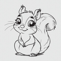 Wall Mural - Cute simple squirrel design, black vector illustration on transparent background