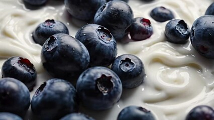 Wall Mural - Delicious yogurt with blueberry texture