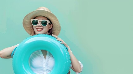 Poster - The woman with blue float