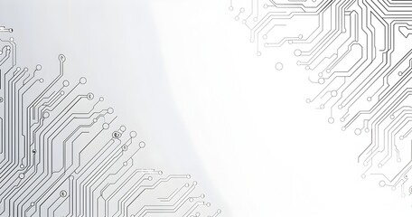 Poster - vector white background with grey circuit board lines, tech vector background for banner design
