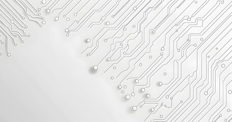 Poster - vector white background with grey circuit board lines, tech vector background for banner design
