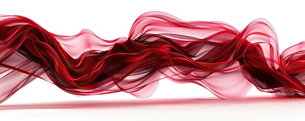 Rich crimson wave abstract background, deep and passionate, isolated on white