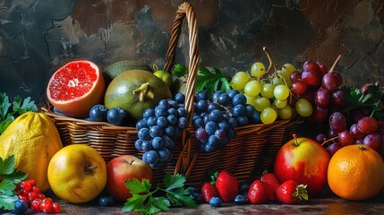 Canvas Print - Still life with sports kedamia healthy food. Fruits and vegetables 