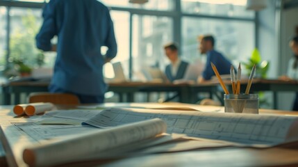 Wall Mural - The architecture office desk