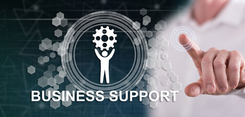 Sticker - Man touching a business support concept