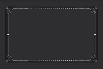 Wall Mural - silver celestial minimal esoteric frame, thin line border, mystyc linear decoration with dots, moon,