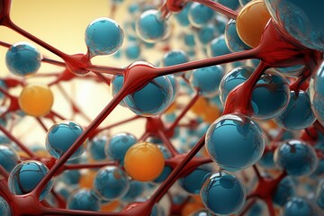 Poster - Detailed illustration showing interconnected molecules with a focus on scientific research