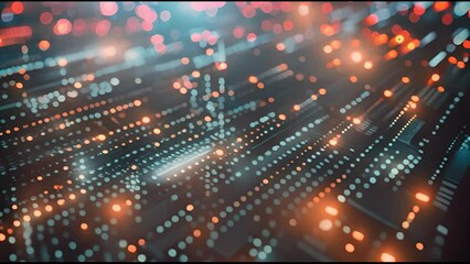 Fototapete - On the background, digital data is animated as it moves