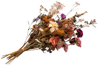 Wall Mural - bunch of dried flowers isolated on transparent background