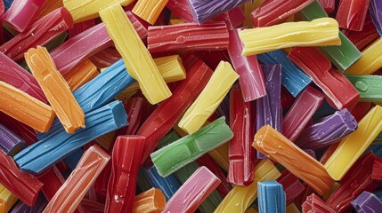 Canvas Print - A pile of colorful candy sticks are piled together, AI