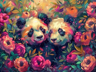 Wall Mural - Illustration of a couple of amazing floral decoration