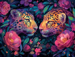 Wall Mural - Illustration of a couple of amazing floral decoration