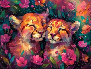 Wall Mural - Illustration of a couple of amazing floral decoration