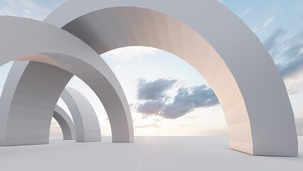 Wall Mural - Abstract architecture background arched interior 3d render
