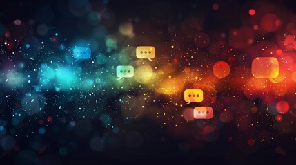 Wall Mural - Connected Conversations: Abstract Digital Communication Background with Speech Bubbles and Messaging Symbols